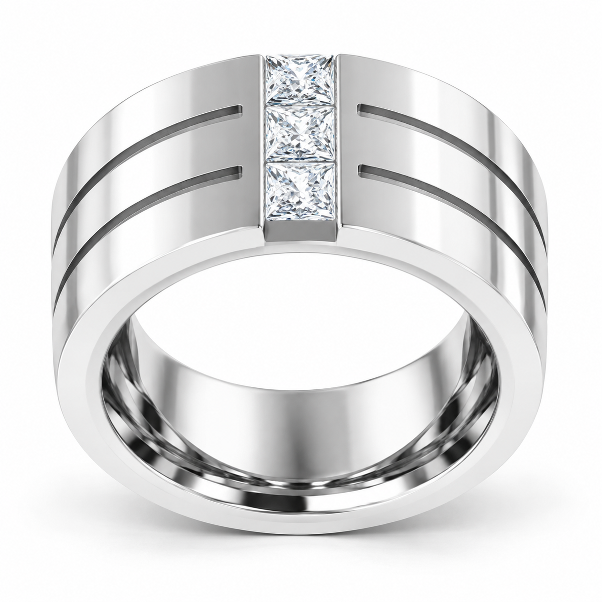 Men's 1/2 CTW Lab-Grown Diamond Band – 126309 — 14K White Gold, profile view