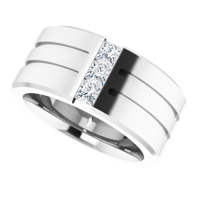 Men's 1/2 CTW Lab-Grown Diamond Band – 126309 — 14K White Gold, side view