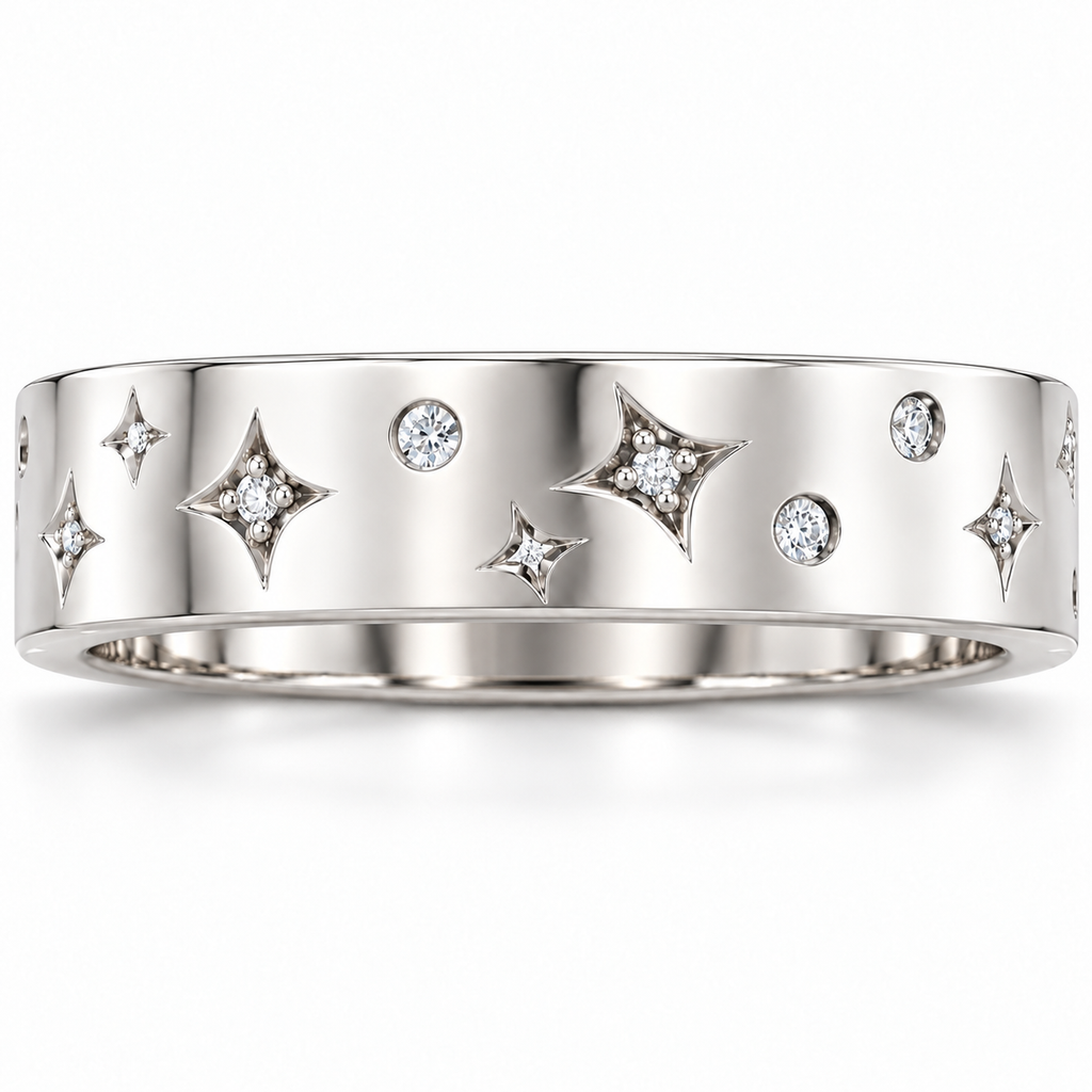 Men's 1/6 CTW Lab-Grown Diamond Celestial Band – 126439 — 14K White Gold, front view