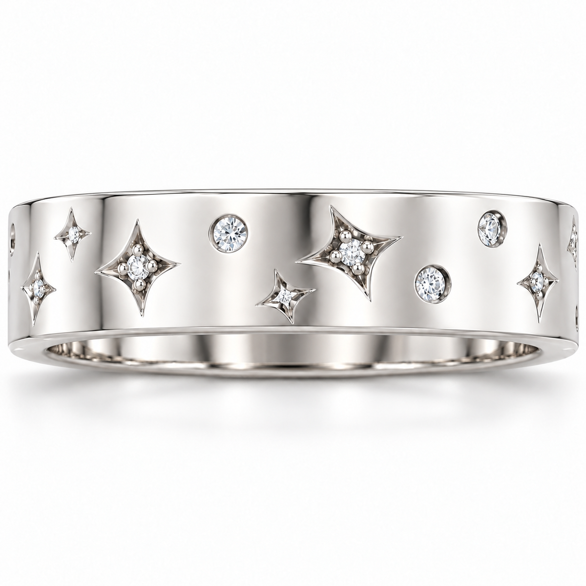 Men's 1/6 CTW Lab-Grown Diamond Celestial Band – 126439 — 14K White Gold, front view