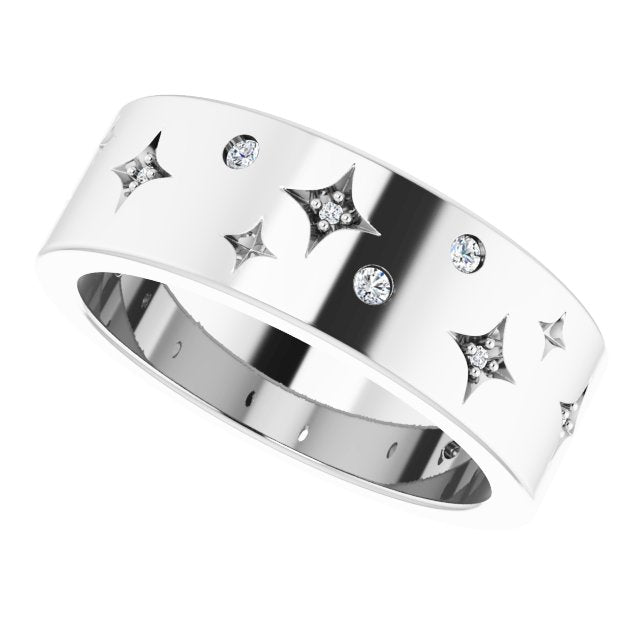 Men's 1/6 CTW Lab-Grown Diamond Celestial Band – 126439 — 14K White Gold, side view