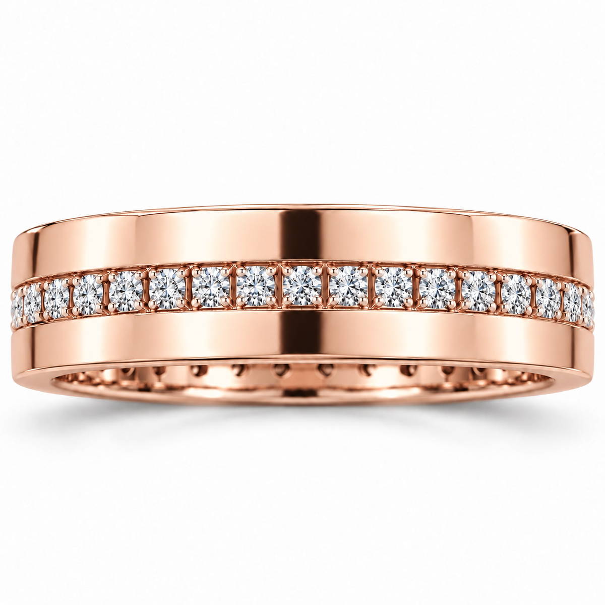 Men's 1/2 CTW Lab-Grown Diamond Band – 126444 — 14K Rose Gold, front view
