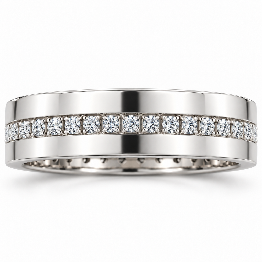Men's 1/2 CTW Lab-Grown Diamond Band – 126444 — 14K White Gold, front view