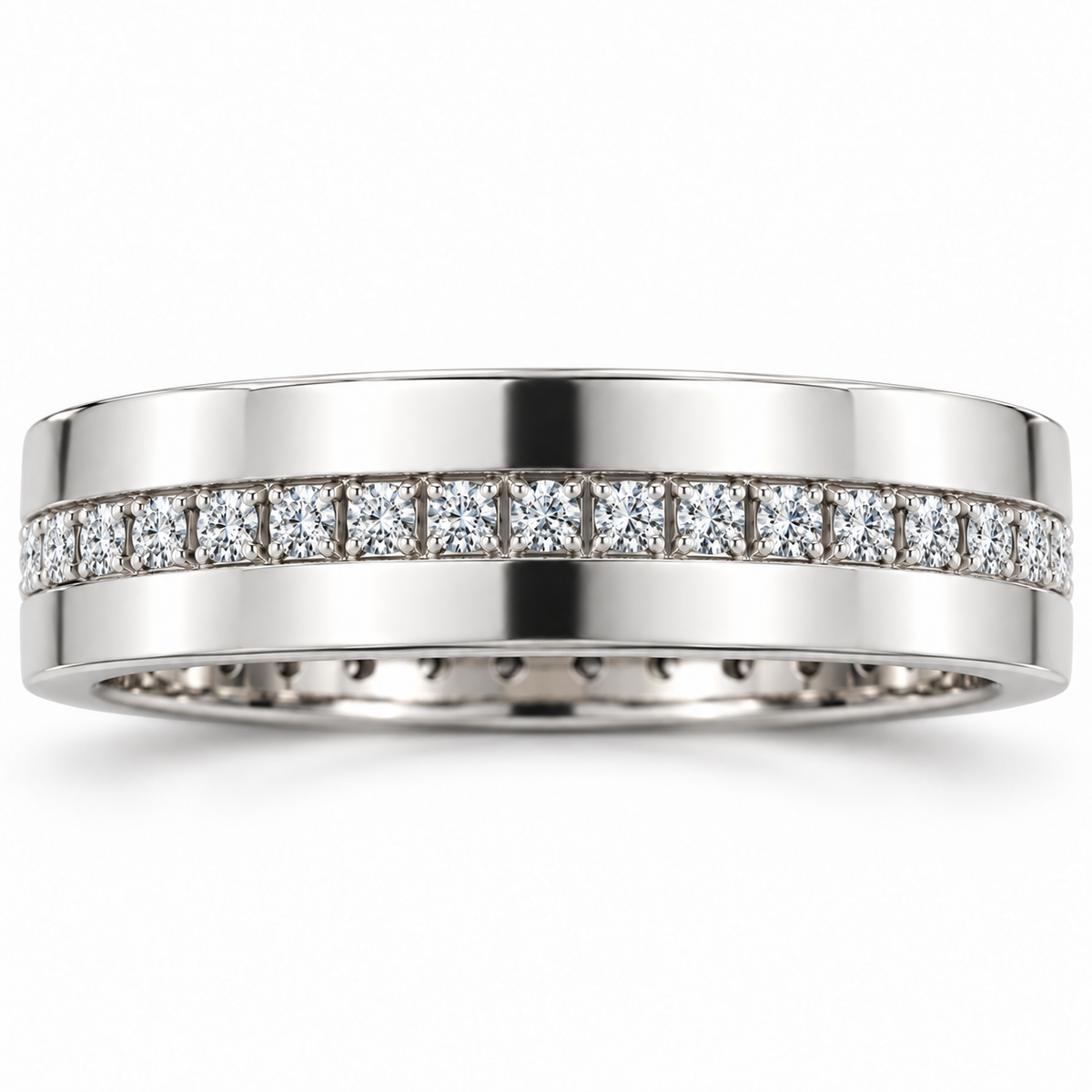 Men's 1/2 CTW Lab-Grown Diamond Band – 126444 — 14K White Gold, front view