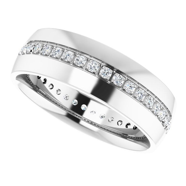 Men's 1/2 CTW Lab-Grown Diamond Band – 126444 — 14K White Gold, side view