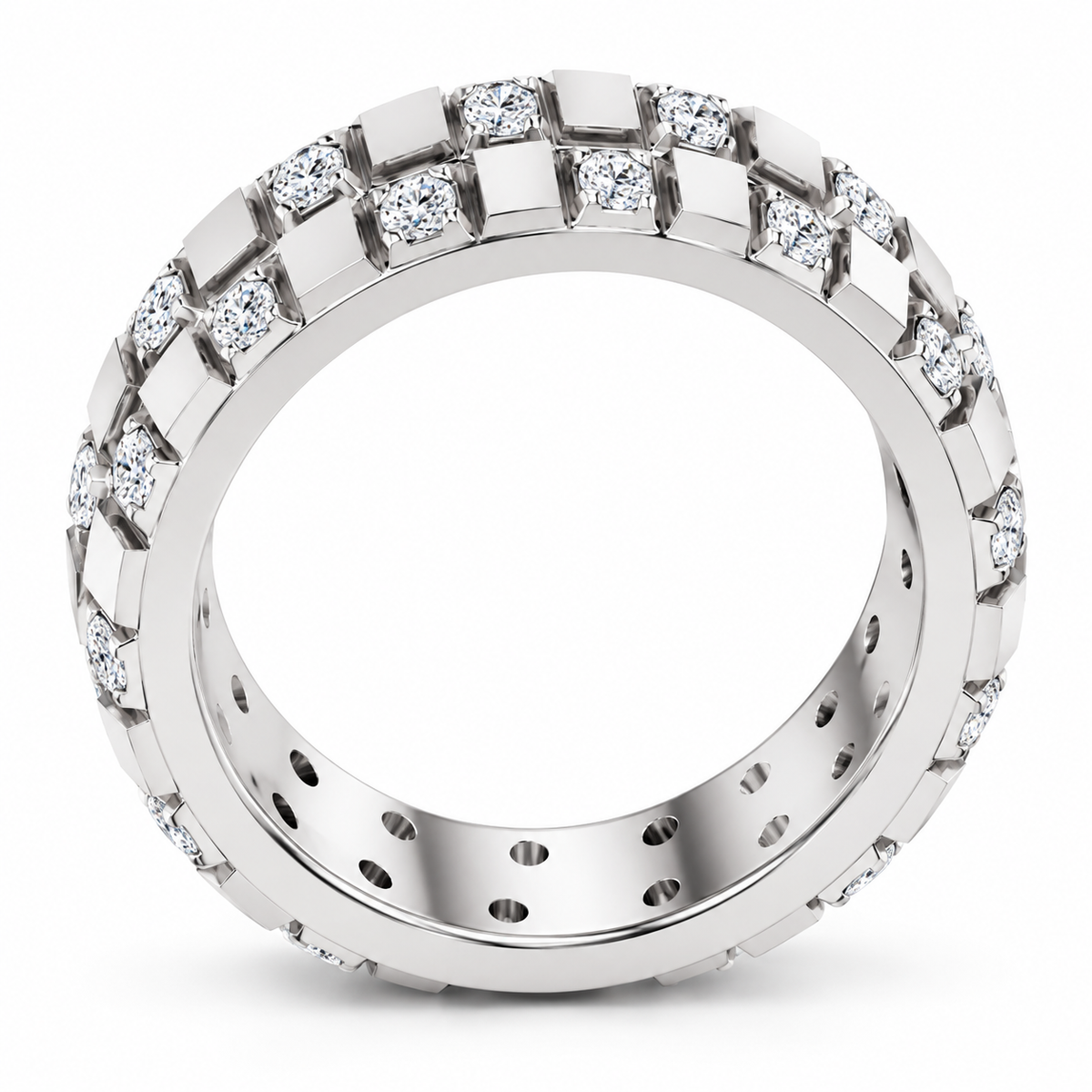 Men's 3/8 CTW Lab-Grown Diamond Band – 126466 — 14K White Gold, profile view