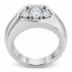 Men's 1/2 CTW Lab-Grown Diamond Geometric Three-Stone Band – 126506 — 14K White Gold, profile view
