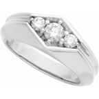 Men's 1/2 CTW Lab-Grown Diamond Geometric Three-Stone Band – 126506 — 14K White Gold, side view