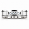 Men's 1/6 CTW Lab-Grown Diamond Grooved Five-Stone Band – 126509 — 14K White Gold, front view