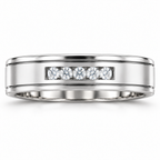 Men's 1/6 CTW Lab-Grown Diamond Grooved Five-Stone Band – 126509 — 14K White Gold, front view