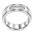 Men's 1/6 CTW Lab-Grown Diamond Grooved Five-Stone Band – 126509 — 14K White Gold, profile view