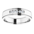Men's 1/6 CTW Lab-Grown Diamond Grooved Five-Stone Band – 126509 — 14K White Gold, side view