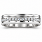Men's 1/3 CTW Lab-Grown Diamond Grooved Band – 126575 — 14K White Gold, front view