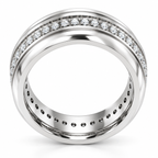 Men's 1/3 CTW Lab-Grown Diamond Grooved Band – 126575 — 14K White Gold, profile view
