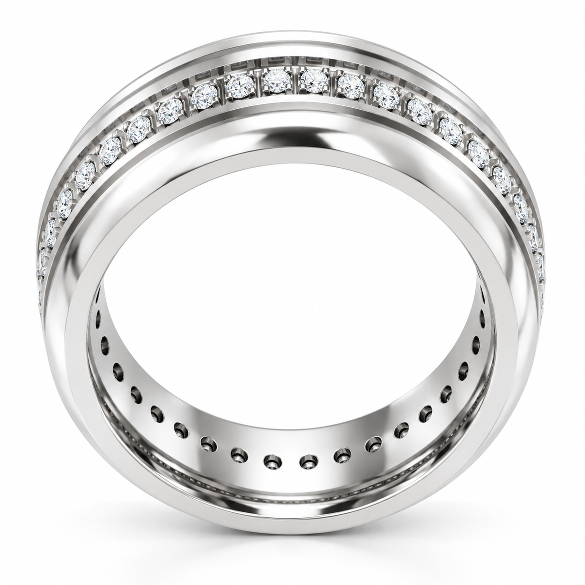 Men's 1/3 CTW Lab-Grown Diamond Grooved Band – 126575 — 14K White Gold, profile view