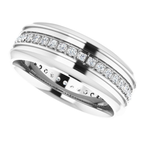 Men's 1/3 CTW Lab-Grown Diamond Grooved Band – 126575 — 14K White Gold, side view