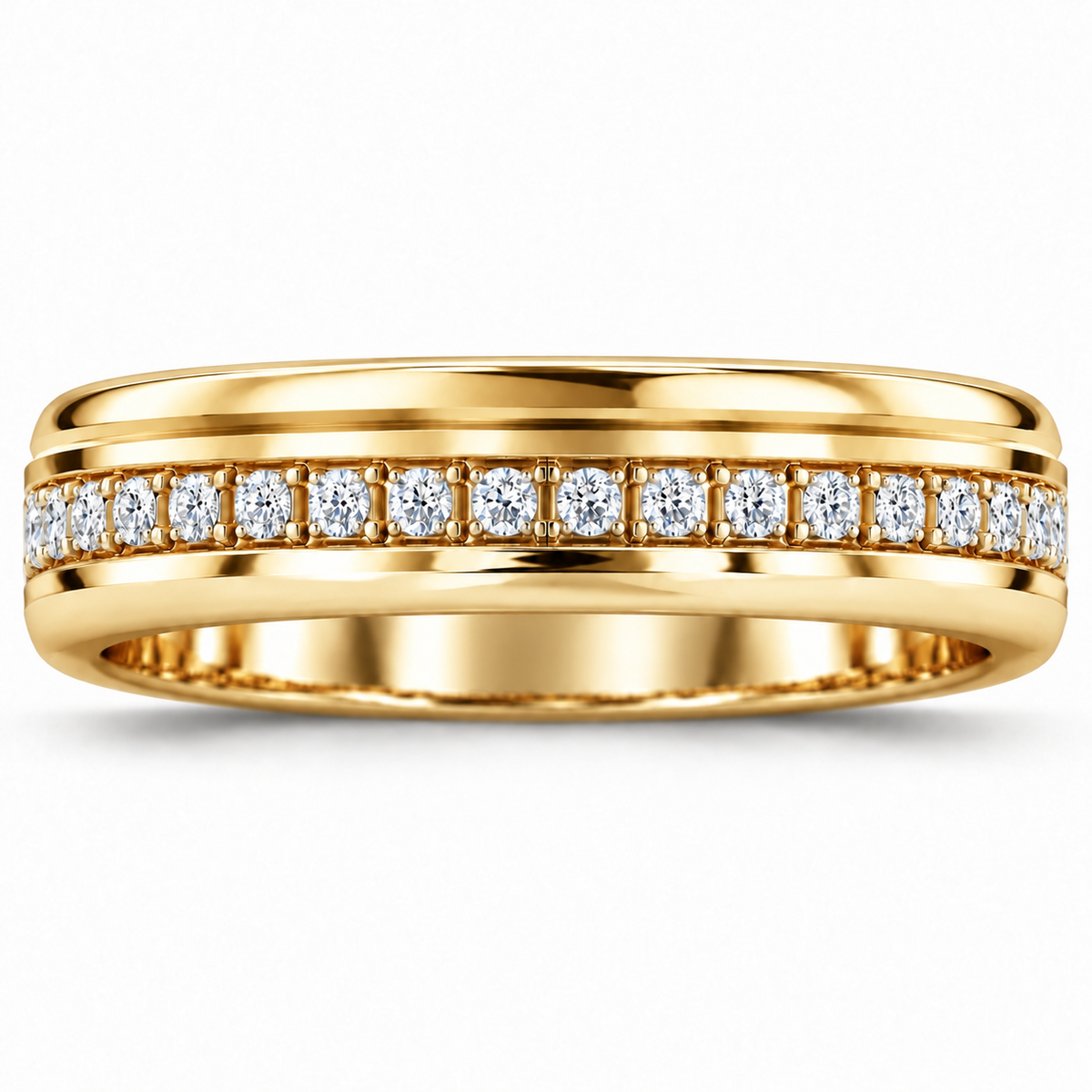 Men's 1/3 CTW Lab-Grown Diamond Grooved Band – 126575 — 14K Yellow Gold, front view