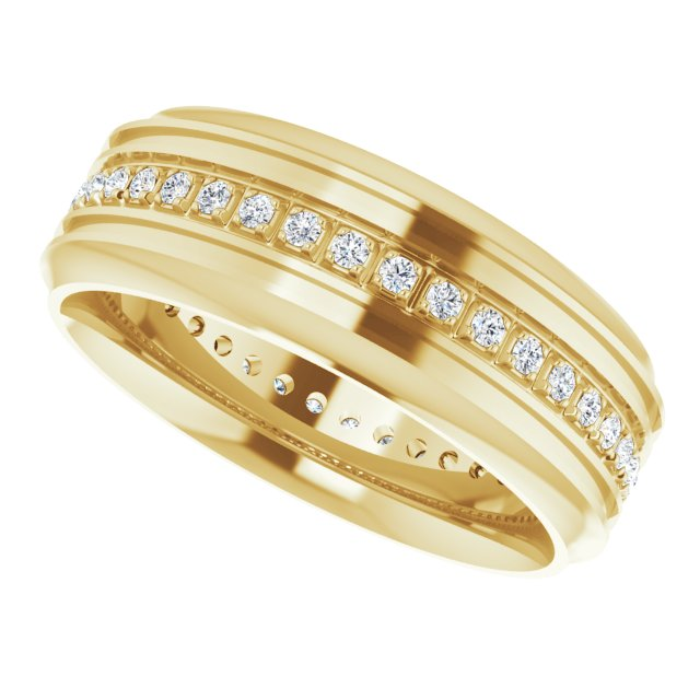 Men's 1/3 CTW Lab-Grown Diamond Grooved Band – 126575 — 14K Yellow Gold, side view