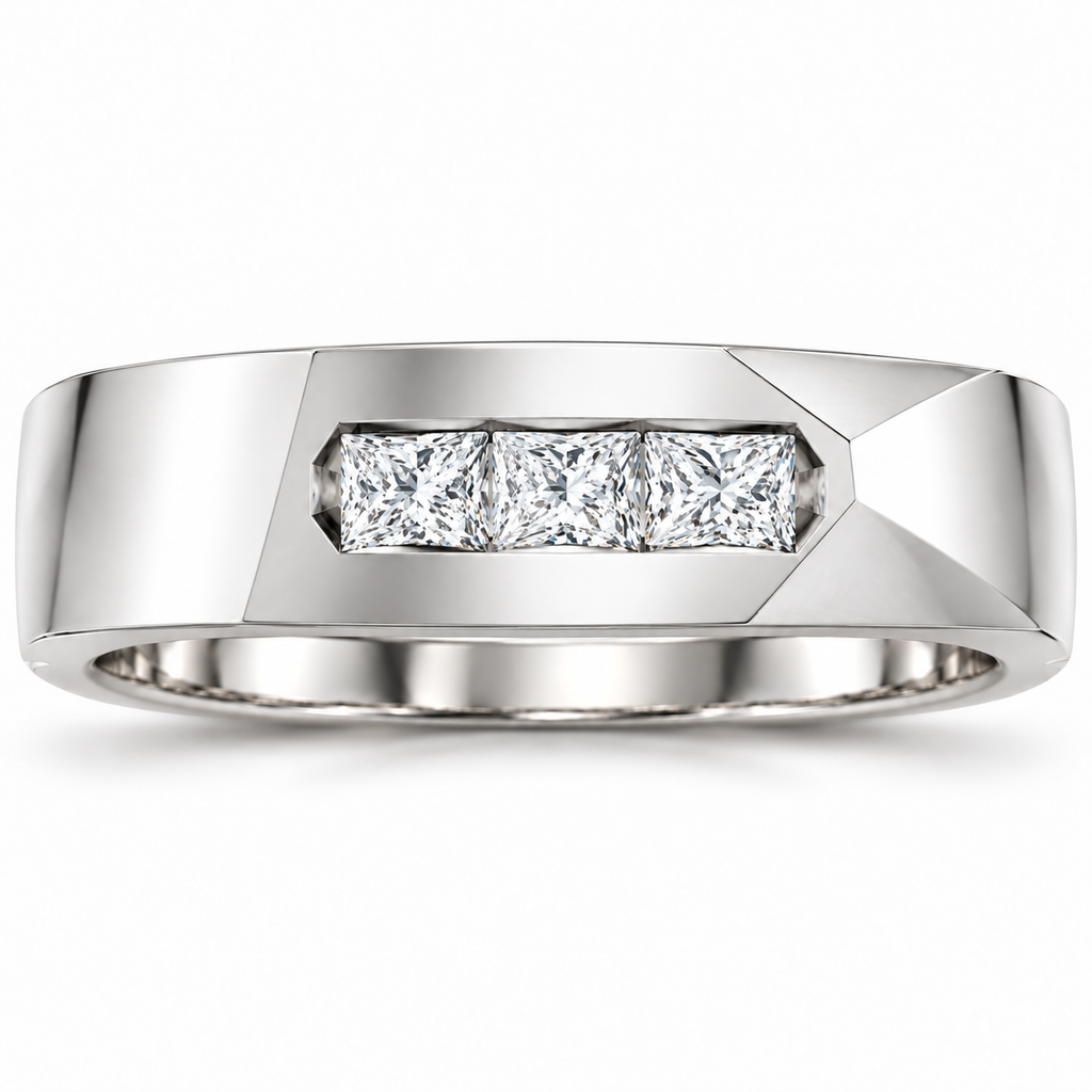 Men's 1/2 CTW Lab-Grown Diamond Band – 126610 — 14K White Gold, front view