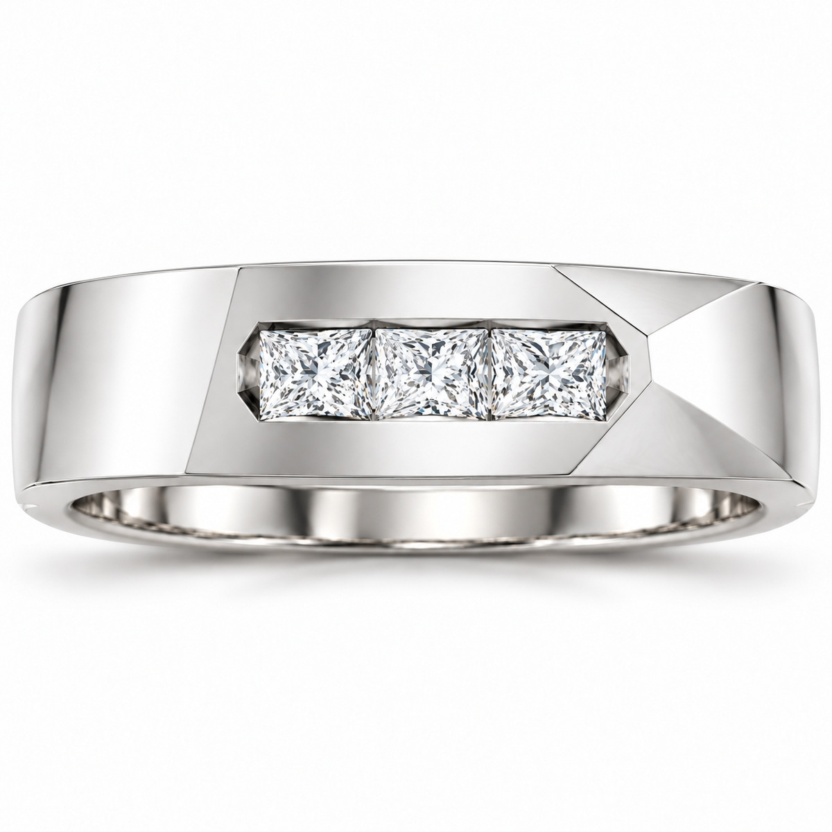 Men's 1/2 CTW Lab-Grown Diamond Band – 126610 — 14K White Gold, front view