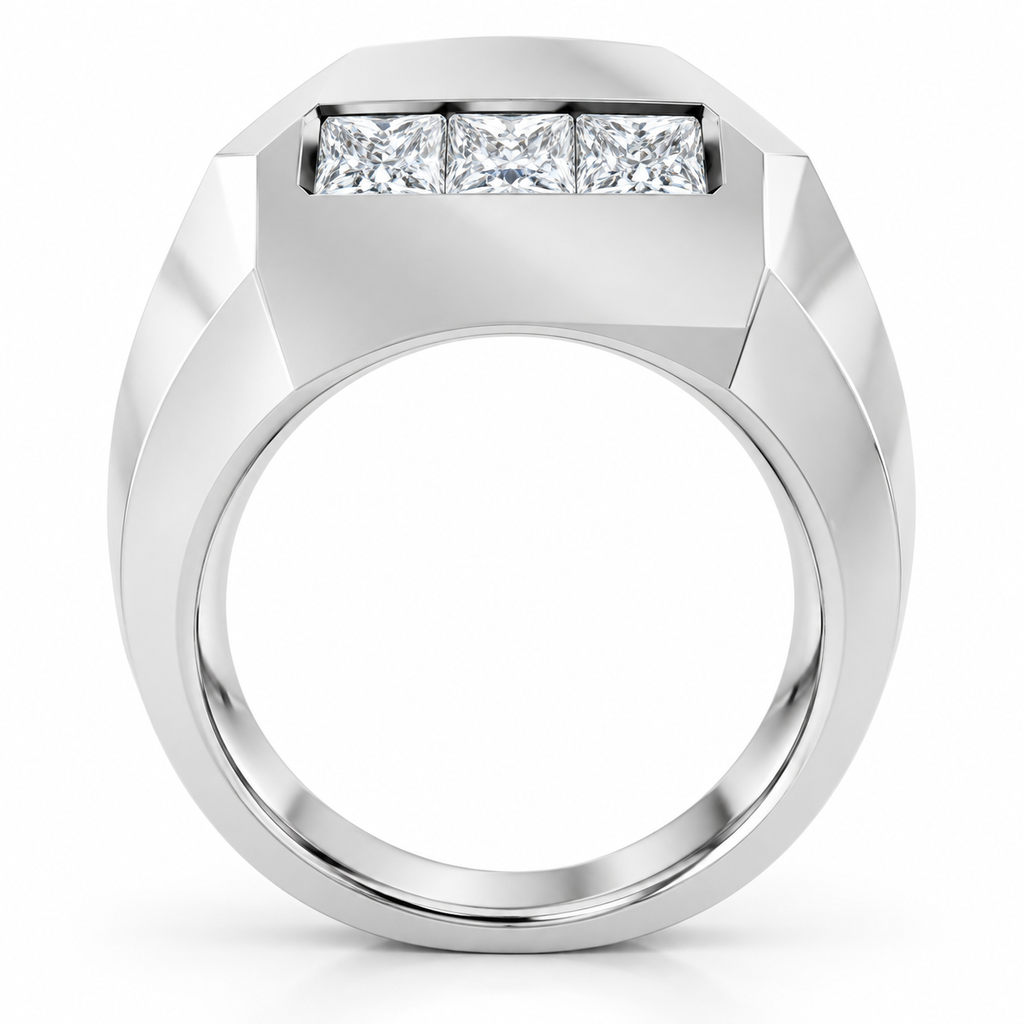 Men's 1/2 CTW Lab-Grown Diamond Band – 126610 — 14K White Gold, profile view