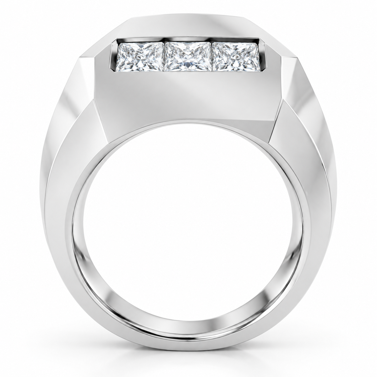 Men's 1/2 CTW Lab-Grown Diamond Band – 126610 — 14K White Gold, profile view