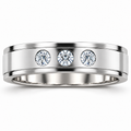 Men's 1/4 CTW Lab-Grown Diamond Stepped-Edge Comfort-Fit Band – 126740 — 14K White Gold, front view