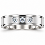 Men's 1/4 CTW Lab-Grown Diamond Stepped-Edge Comfort-Fit Band – 126740 — 14K White Gold, front view