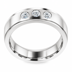 Men's 1/4 CTW Lab-Grown Diamond Stepped-Edge Comfort-Fit Band – 126740 — 14K White Gold, profile view