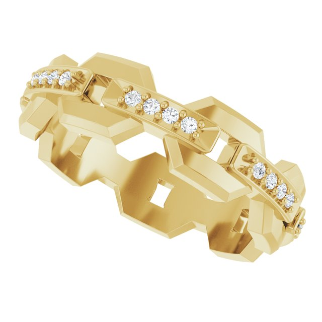 Men's 1/5 CTW Lab-Grown Diamond Geometric Link Band — 14K Yellow Gold, side view