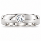 Men's 1/4 CT Lab-Grown Diamond Bezel-Set Solitaire Band – 126800 — 14K White Gold, front view