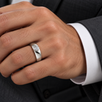 Men's 1/4 CT Lab-Grown Diamond Bezel-Set Solitaire Band – 126800 — 14K White Gold, on-hand view