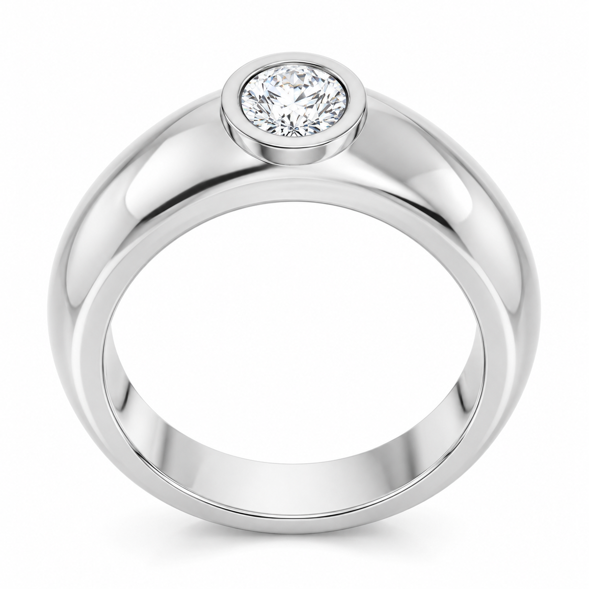 Men's 1/4 CT Lab-Grown Diamond Bezel-Set Solitaire Band – 126800 — 14K White Gold, profile view