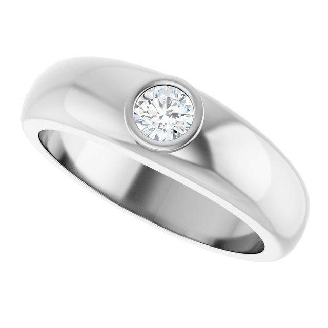 Men's 1/4 CT Lab-Grown Diamond Bezel-Set Solitaire Band – 126800 — 14K White Gold, side view