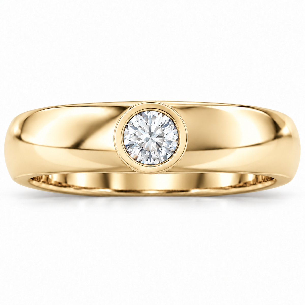 Men's 1/4 CT Lab-Grown Diamond Bezel-Set Solitaire Band – 126800 — 14K Yellow Gold, front view