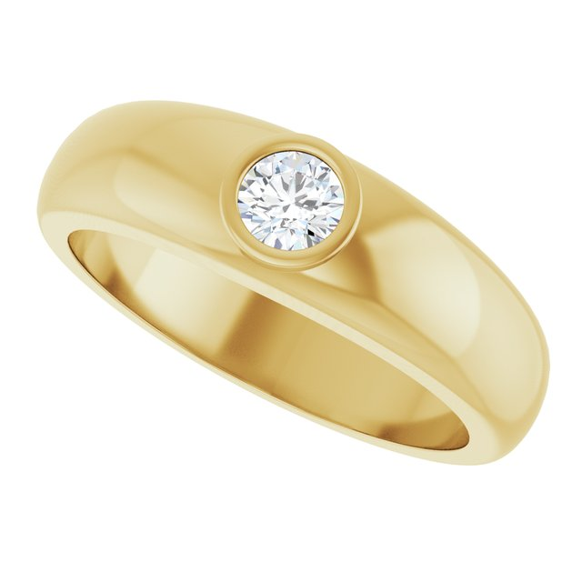 Men's 1/4 CT Lab-Grown Diamond Bezel-Set Solitaire Band – 126800 — 14K Yellow Gold, side view