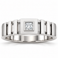 Men's 1/6 CT Lab-Grown Diamond Geometric Solitaire Band — 14K White Gold, front view