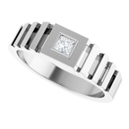 Men's 1/6 CT Lab-Grown Diamond Geometric Solitaire Band — 14K White Gold, side view