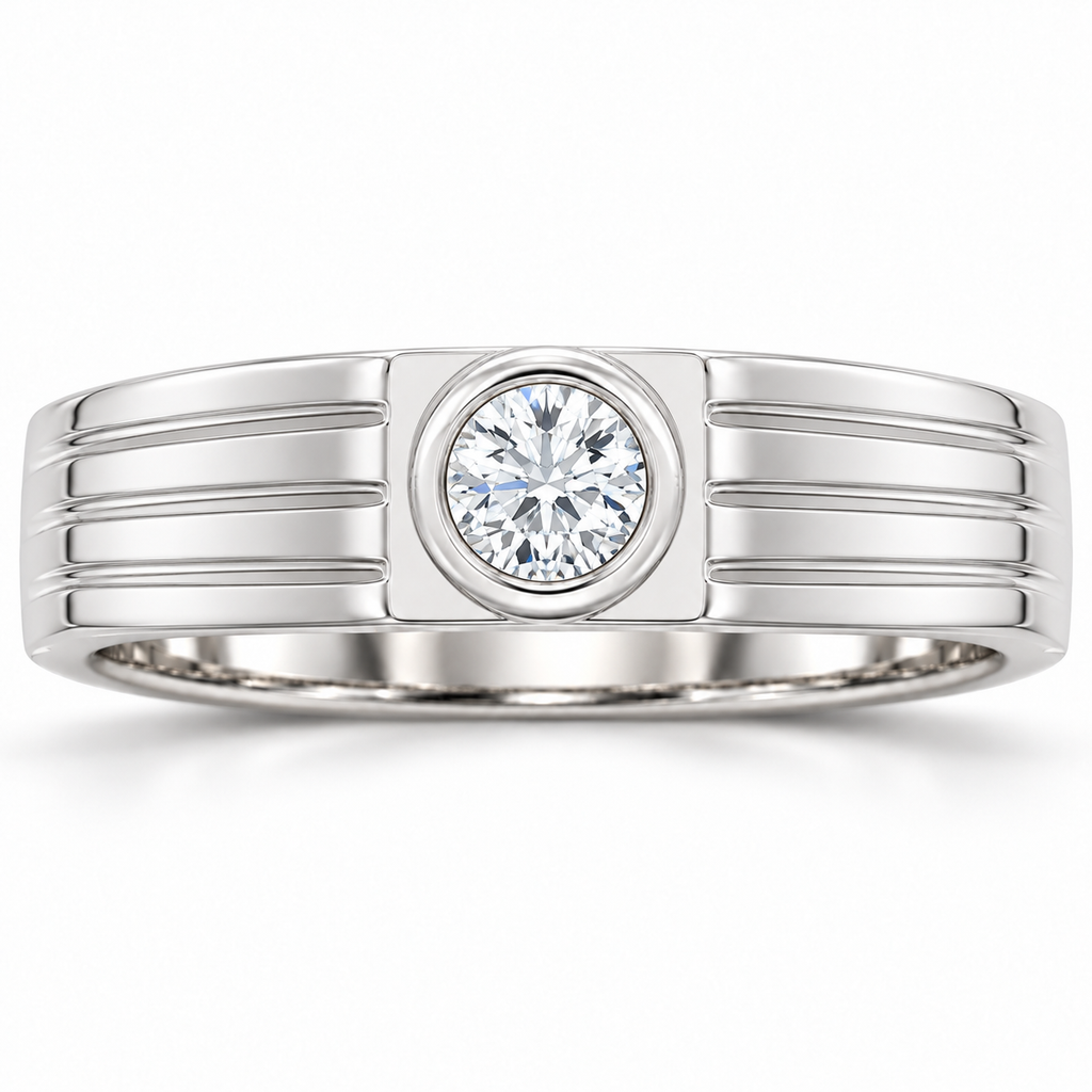 Men's 1/4 CT Lab-Grown Diamond Solitaire Band – 126866 — 14K White Gold, front view