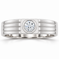 Men's 1/4 CT Lab-Grown Diamond Solitaire Band – 126866 — 14K White Gold, front view