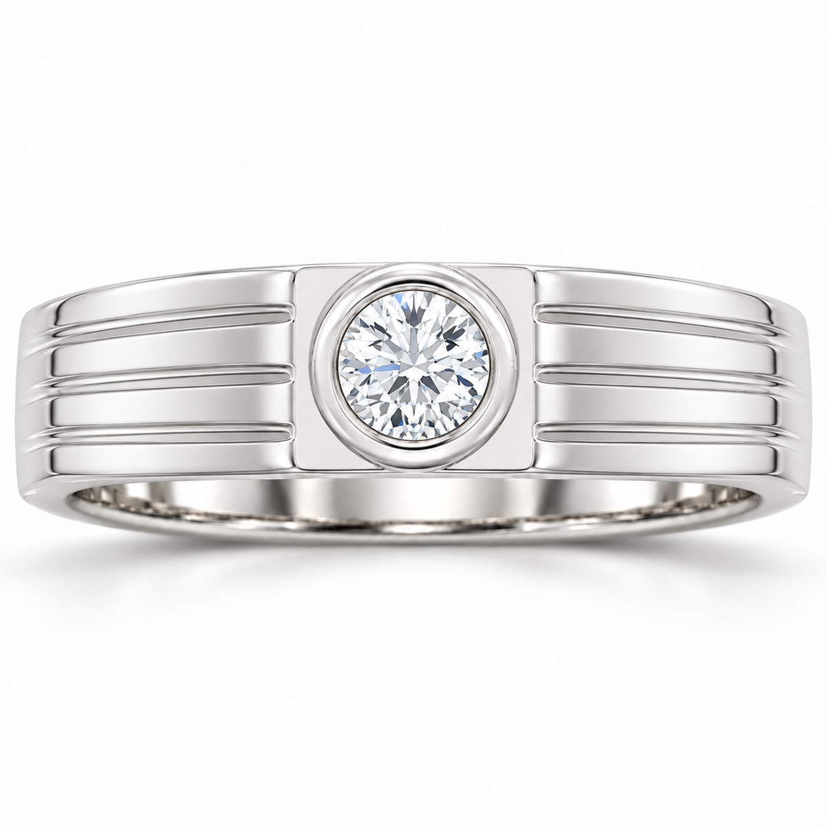 Men's 1/4 CT Lab-Grown Diamond Solitaire Band – 126866 — 14K White Gold, front view