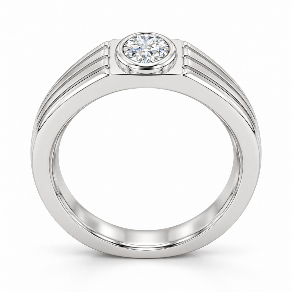 Men's 1/4 CT Lab-Grown Diamond Solitaire Band – 126866 — 14K White Gold, profile view
