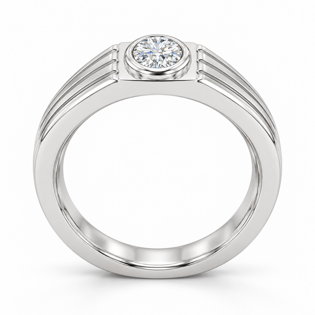 Men's 1/4 CT Lab-Grown Diamond Solitaire Band – 126866 — 14K White Gold, profile view