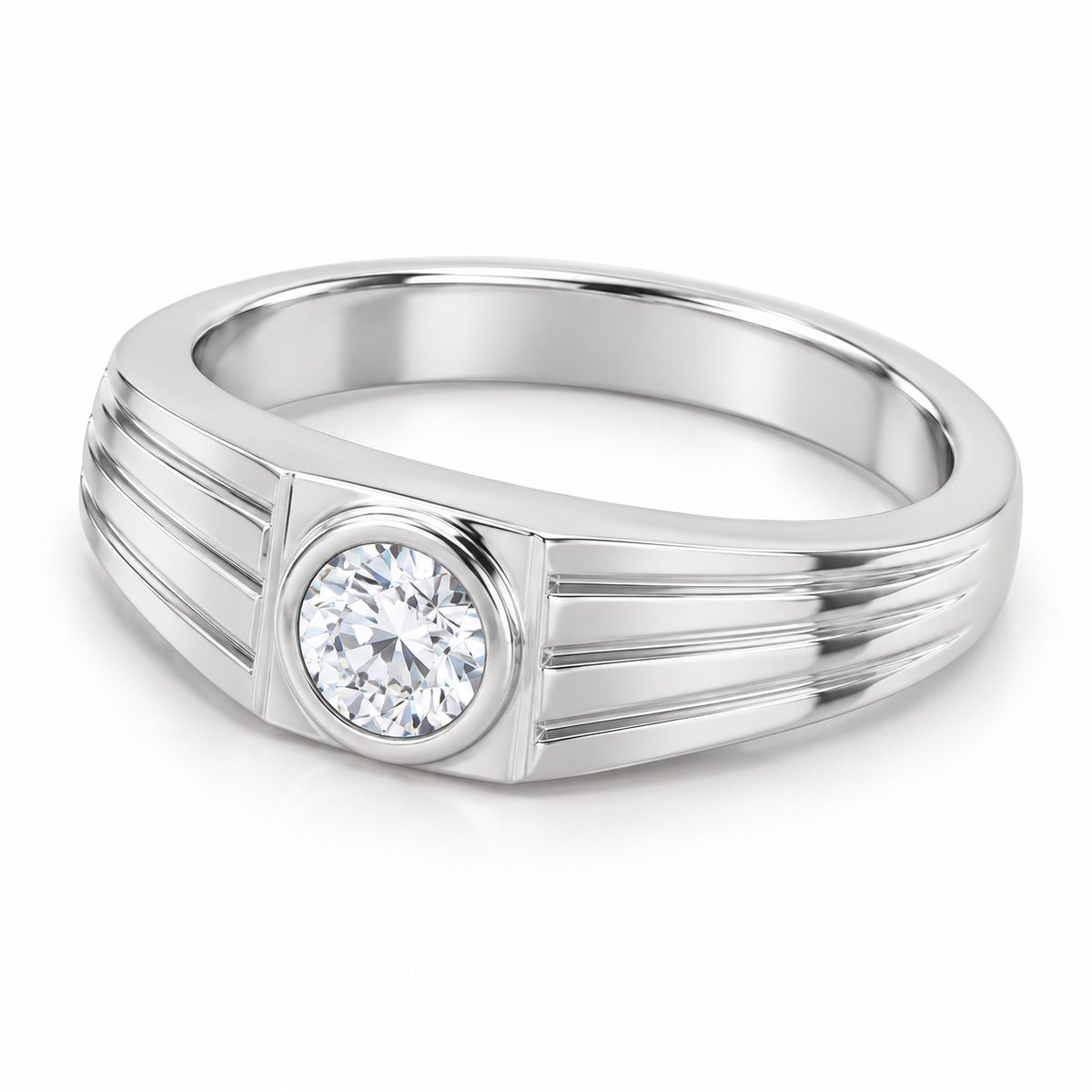 Men's 1/4 CT Lab-Grown Diamond Solitaire Band – 126866 — 14K White Gold, side view