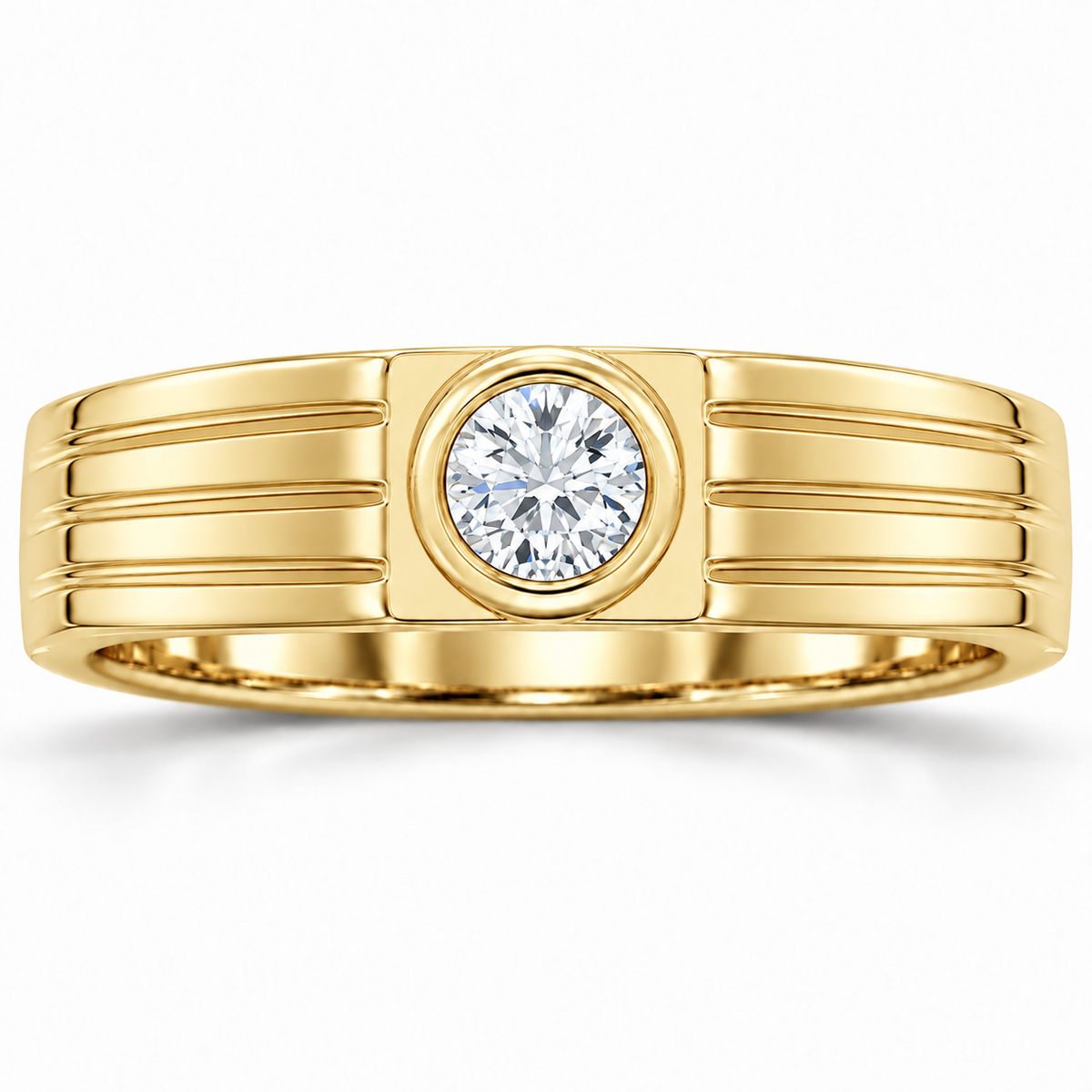 Men's 1/4 CT Lab-Grown Diamond Solitaire Band – 126866 — 14K Yellow Gold, front view