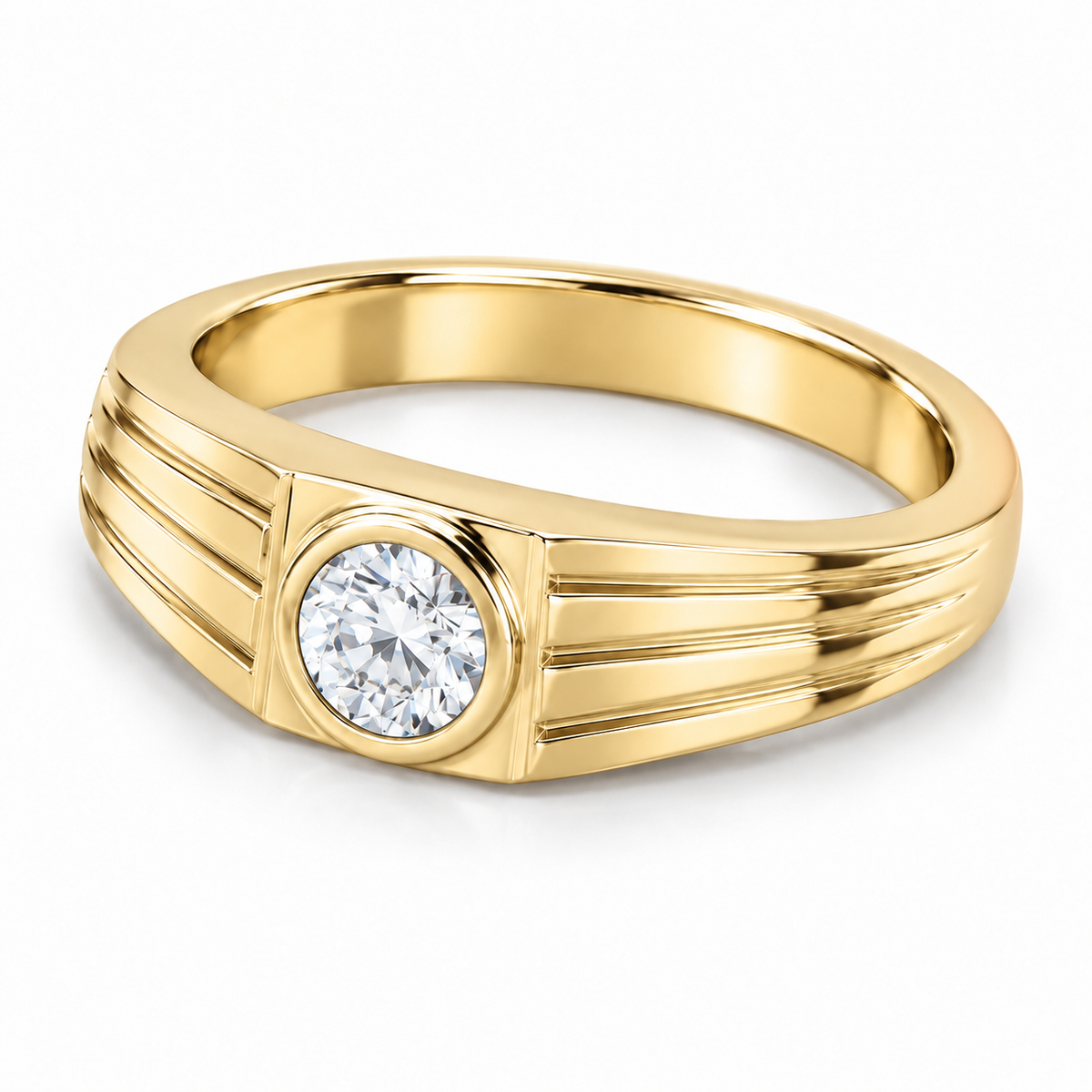 Men's 1/4 CT Lab-Grown Diamond Solitaire Band – 126866 — 14K Yellow Gold, side view