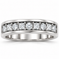Men's 1 1/3 CTW Lab-Grown Diamond Alternating Round & Princess Band — 14K White Gold, front view
