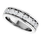 Men's 1 1/3 CTW Lab-Grown Diamond Alternating Round & Princess Band — 14K White Gold, side view