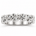 Men's 0.05 CTW Lab-Grown Diamond Floral Scroll Band – 126875 — 14K White Gold, front view
