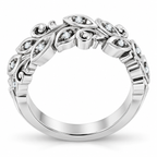 Men's 0.05 CTW Lab-Grown Diamond Floral Scroll Band — 14K White Gold, profile view
